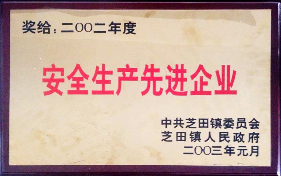 2002年安Q生產(chǎn)先進單位